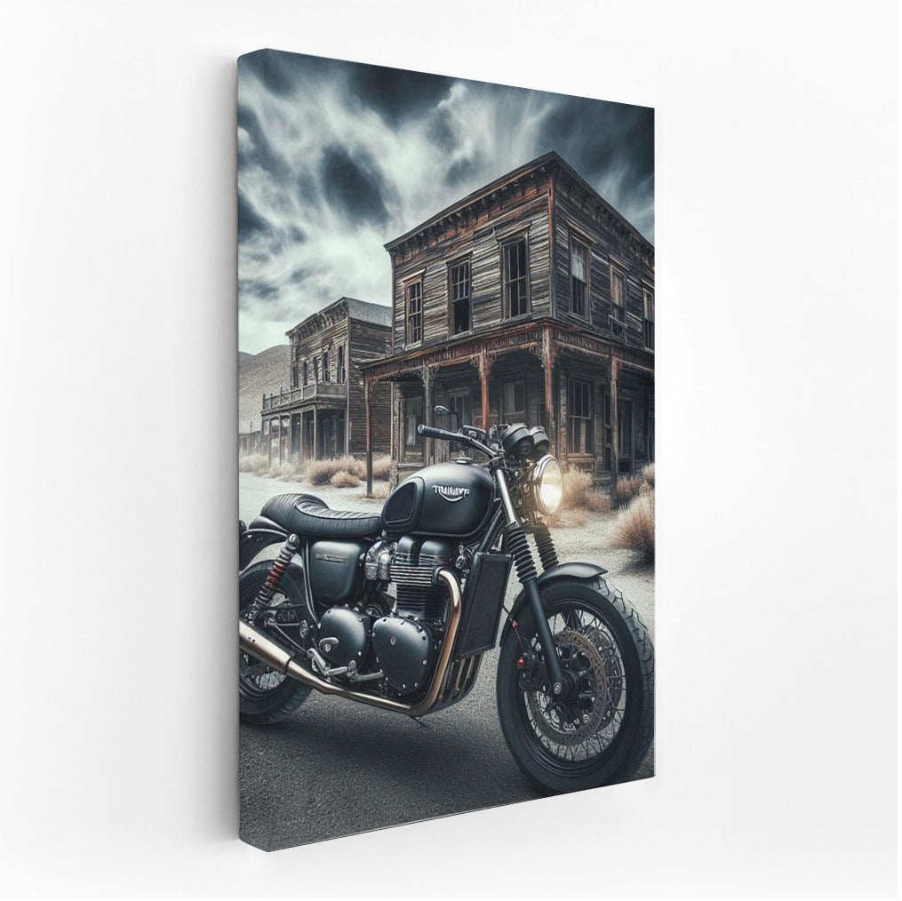 Triumph in Ghost Town: Retro Motorcycle for Adventurers