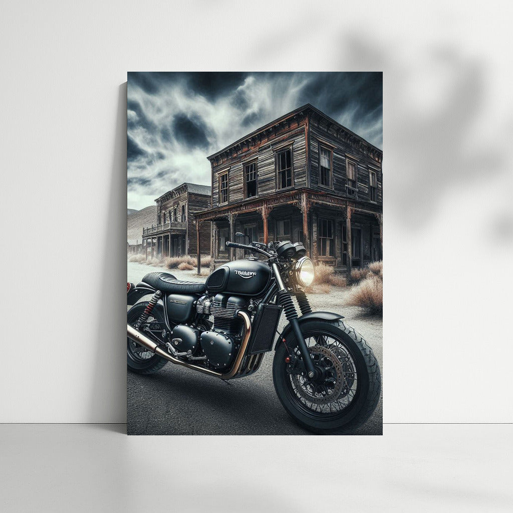 Triumph in Ghost Town: Retro Motorcycle for Adventurers