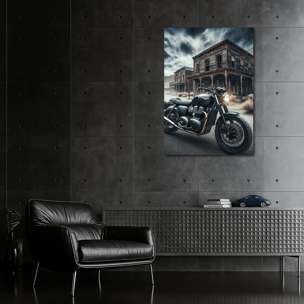 Triumph in Ghost Town: Retro Motorcycle for Adventurers