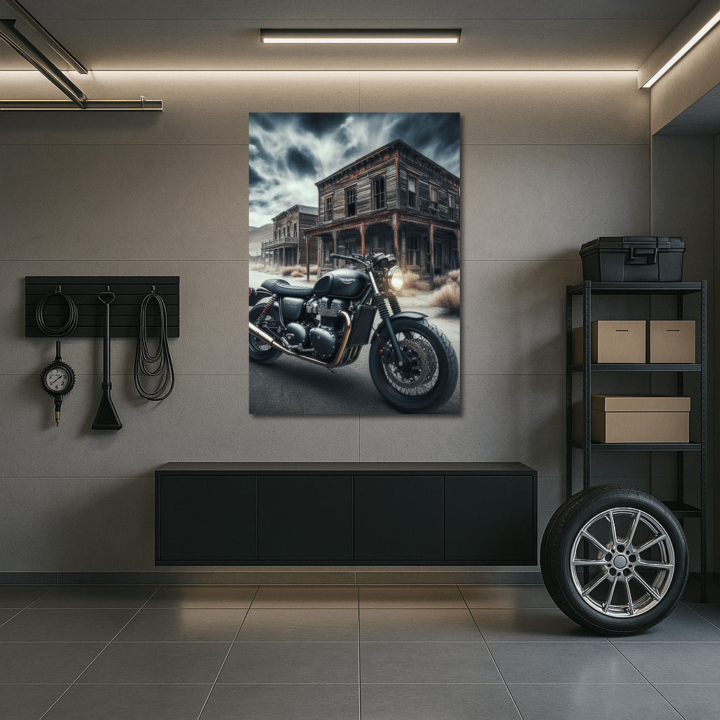 Triumph in Ghost Town: Retro Motorcycle for Adventurers