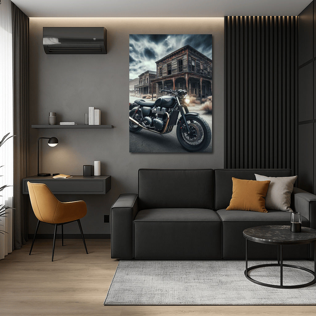 Triumph in Ghost Town: Retro Motorcycle for Adventurers