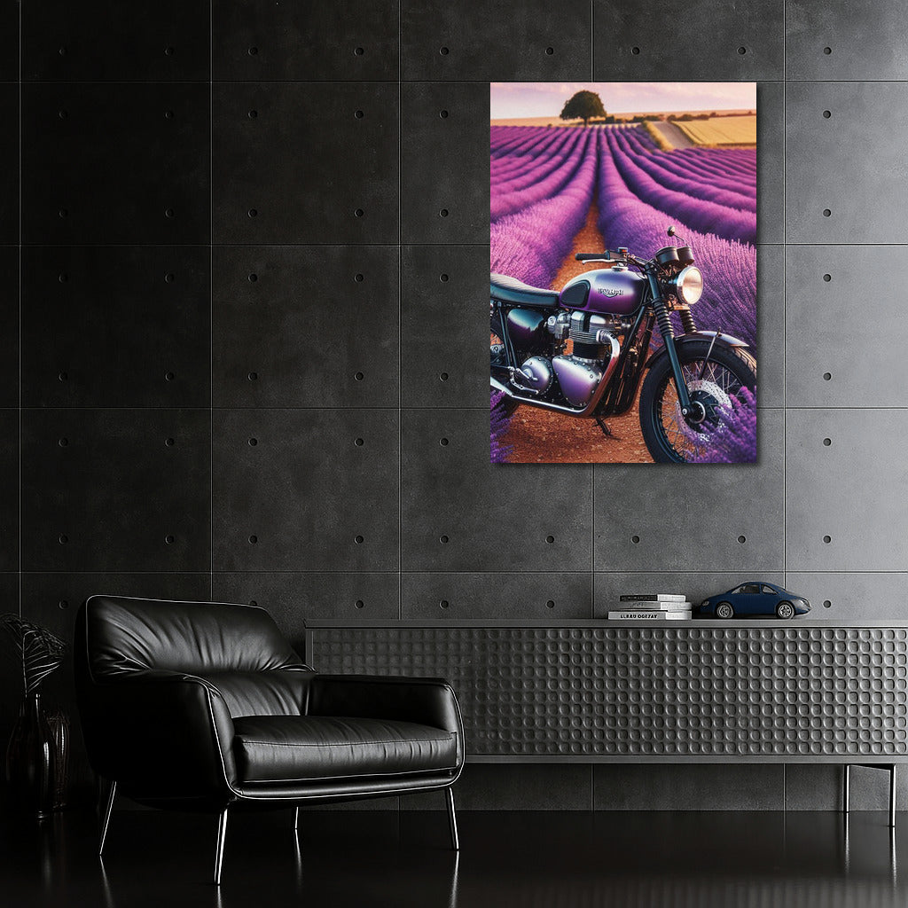 Triumph on Lavender Fields: Motorcycle in the Field of Dreams
