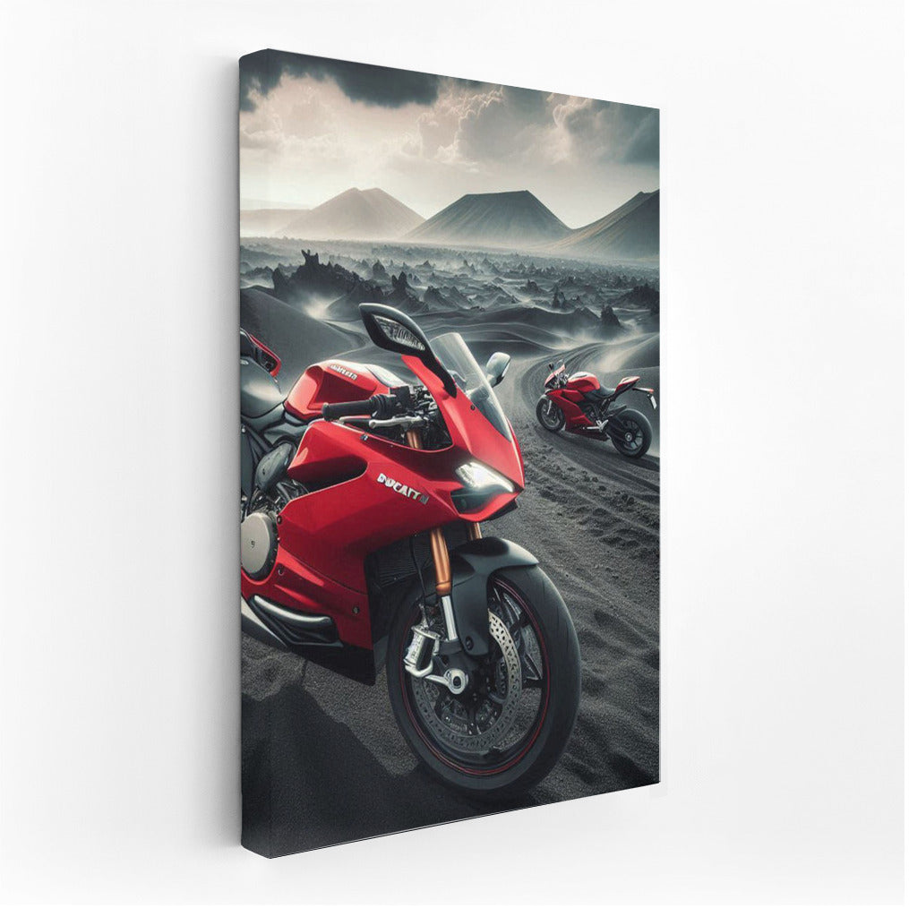 Ducati in a Symphony of Fire: Motorcycles in a Volcanic Landscape
