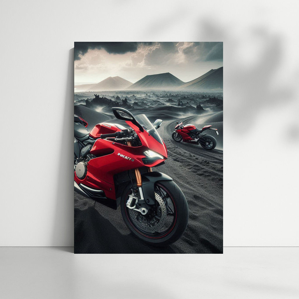Ducati in a Symphony of Fire: Motorcycles in a Volcanic Landscape