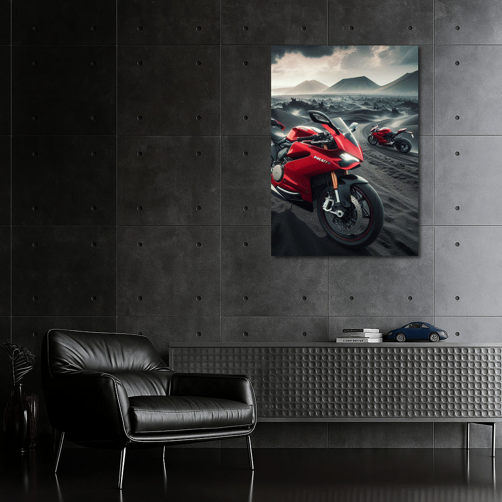 Ducati in a Symphony of Fire: Motorcycles in a Volcanic Landscape