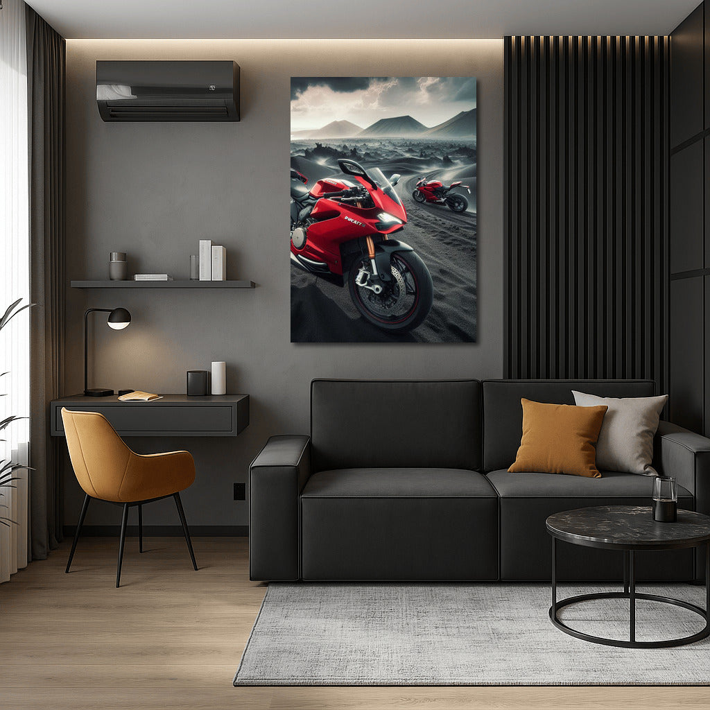 Ducati in a Symphony of Fire: Motorcycles in a Volcanic Landscape