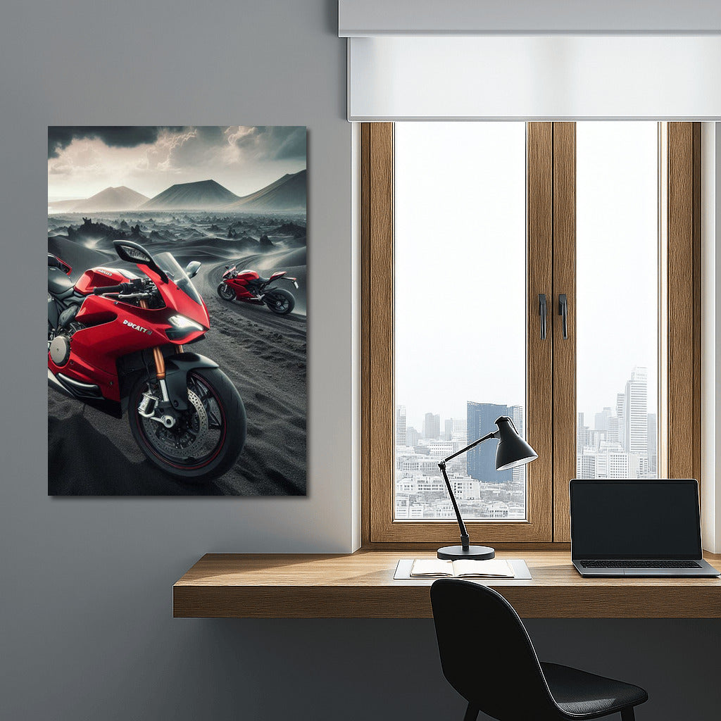 Ducati in a Symphony of Fire: Motorcycles in a Volcanic Landscape