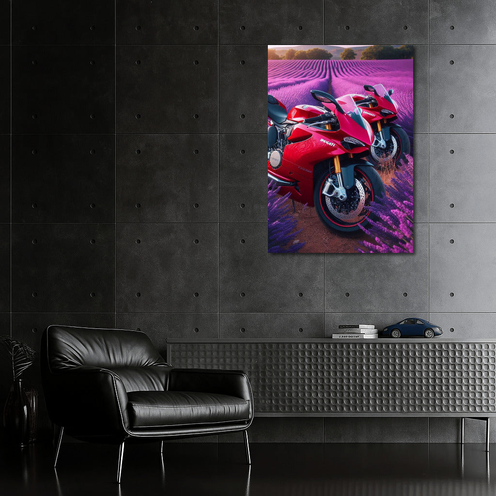 Ducati Speed in Lavender Fields: A Biker's Dream