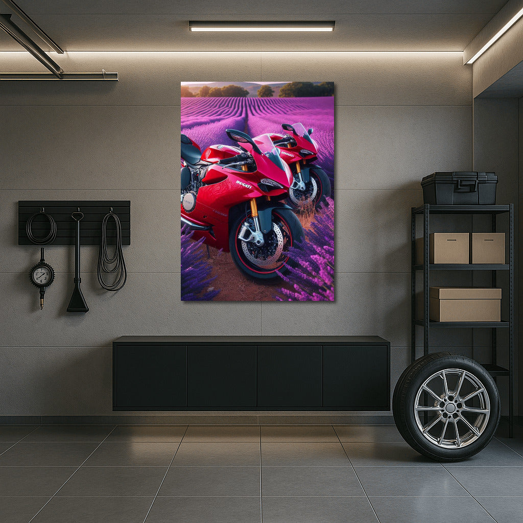 Ducati Speed in Lavender Fields: A Biker's Dream