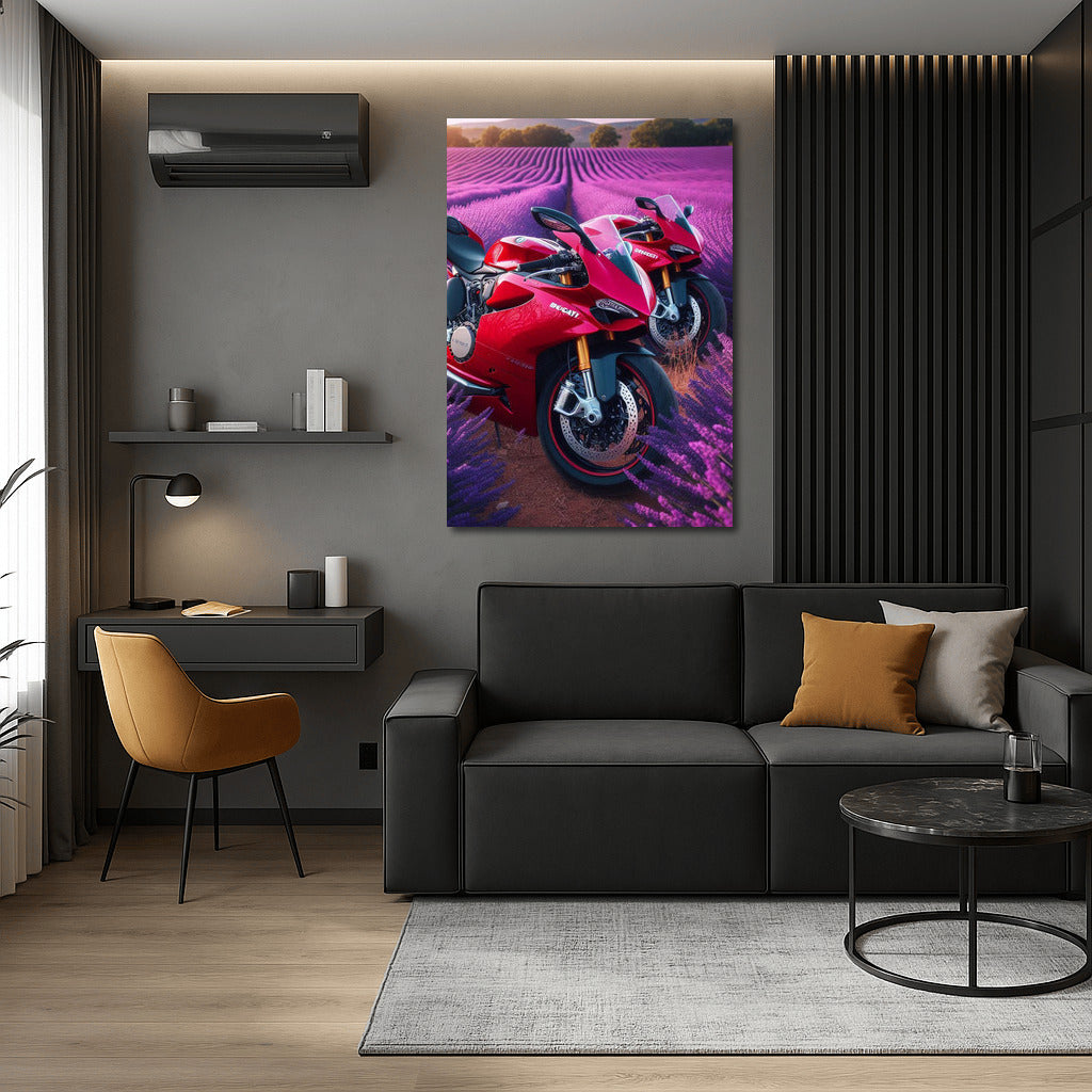 Ducati Speed in Lavender Fields: A Biker's Dream