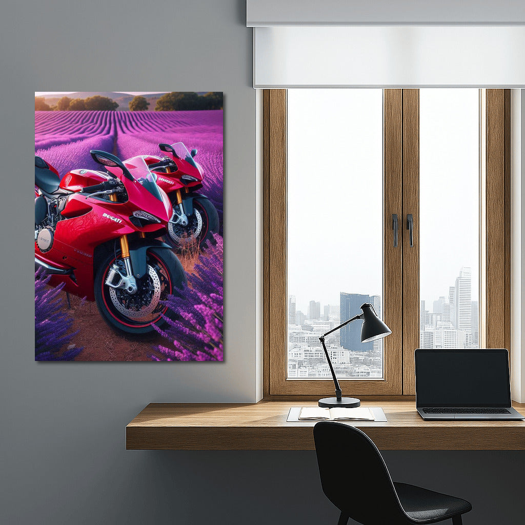 Ducati Speed in Lavender Fields: A Biker's Dream