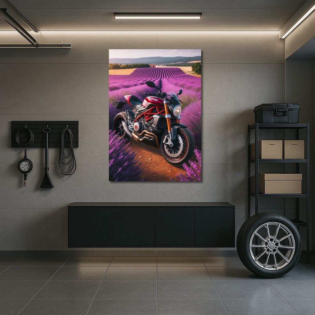 Ducati in Lavender Fields: Speed and Tranquility