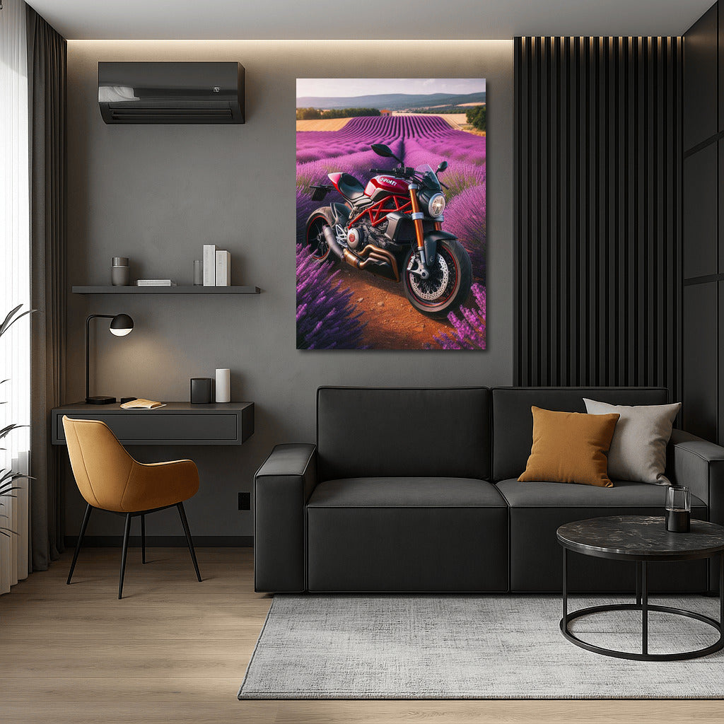 Ducati in Lavender Fields: Speed and Tranquility