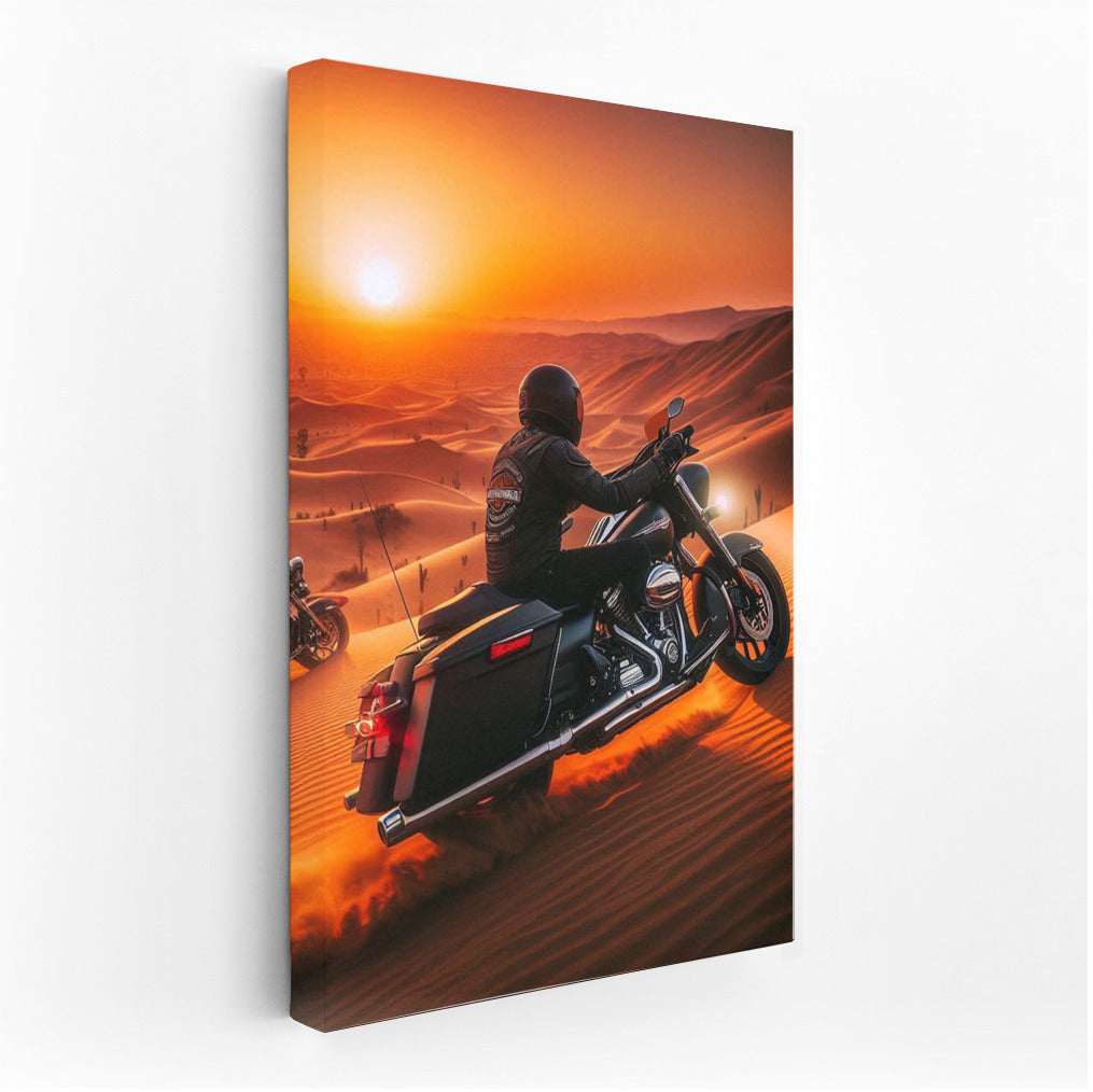 Sunset Freedom: Harley Davidson in the Desert