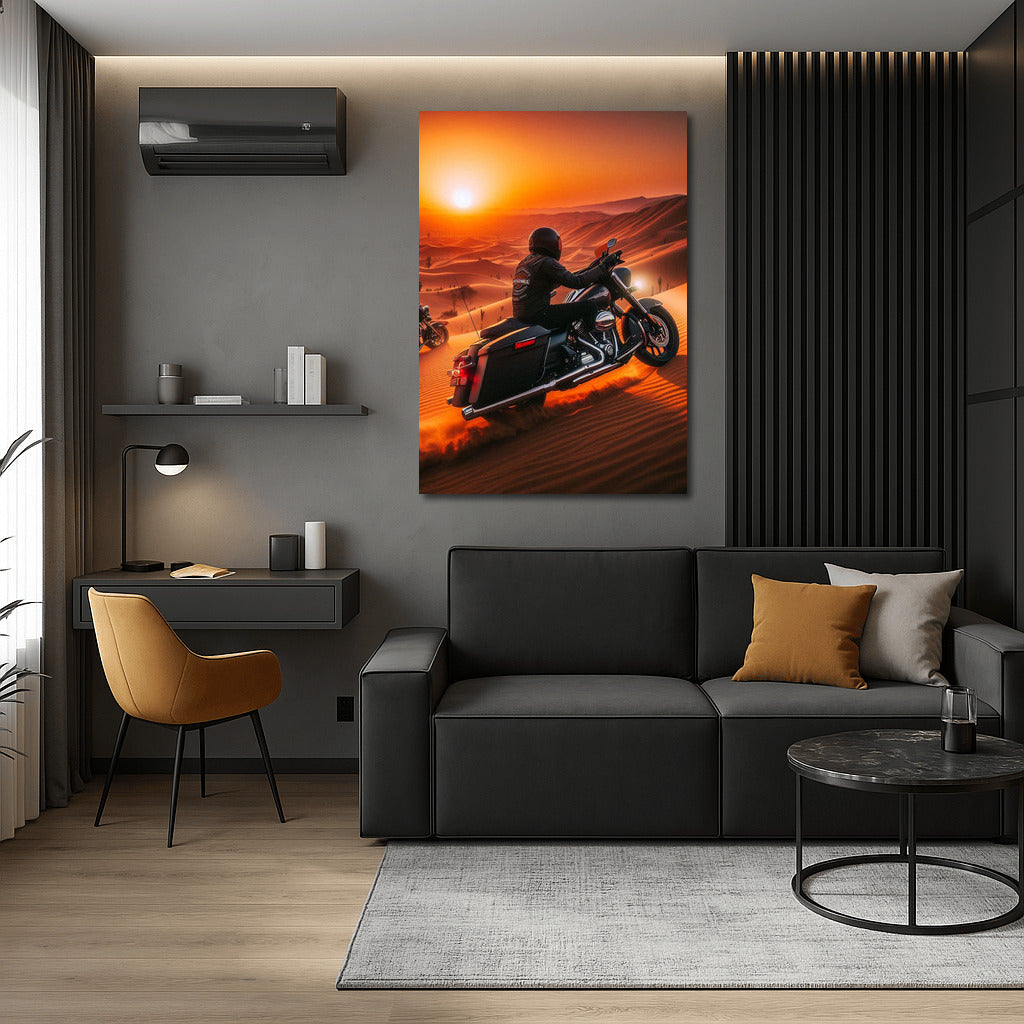 Sunset Freedom: Harley Davidson in the Desert