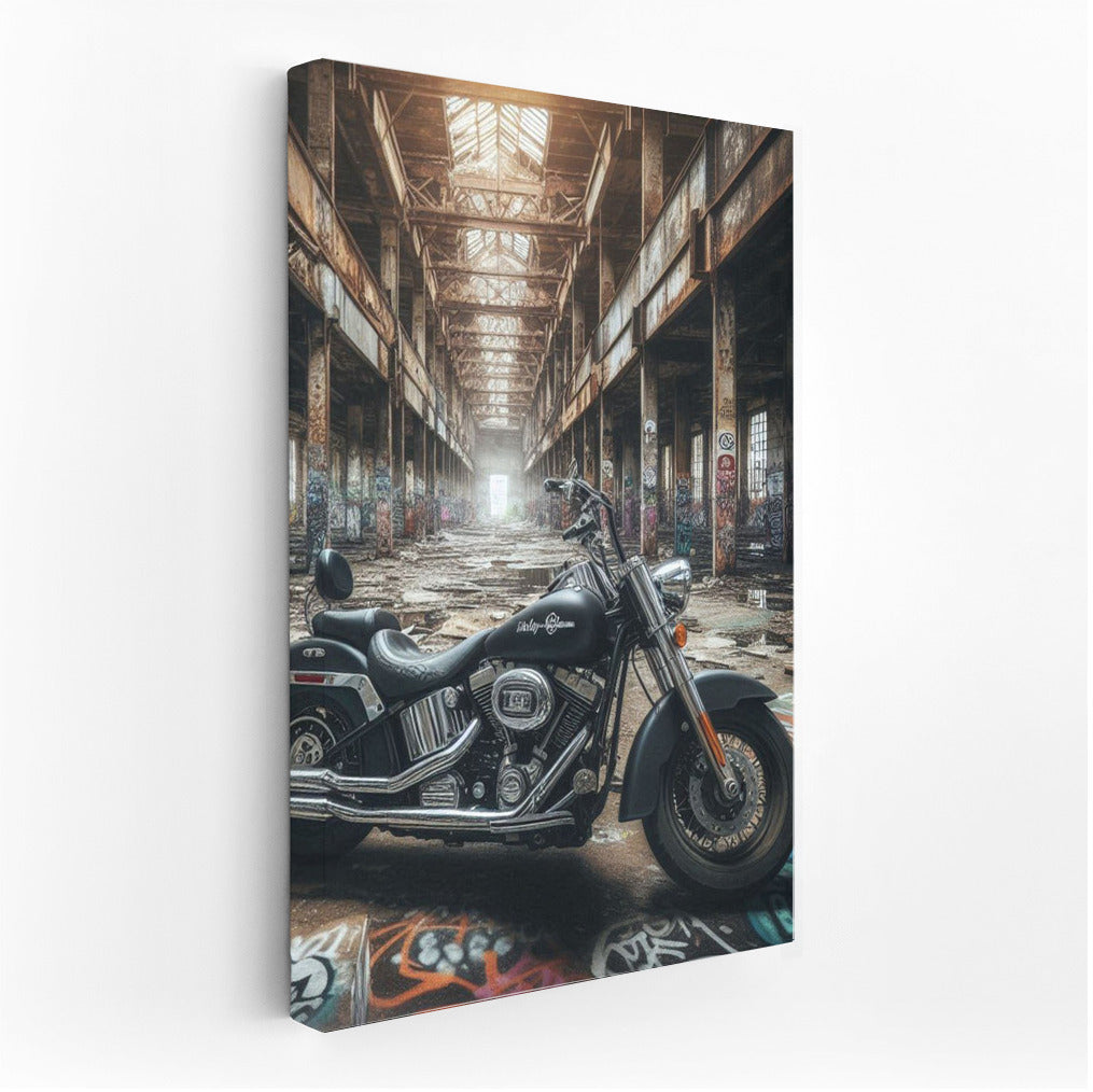 Harley Davidson in Abandoned Warehouse: Symbol of Freedom and Adventure