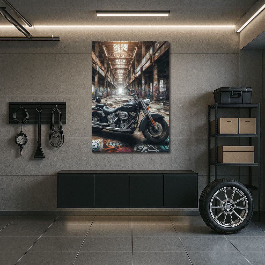 Harley Davidson in Abandoned Warehouse: Symbol of Freedom and Adventure