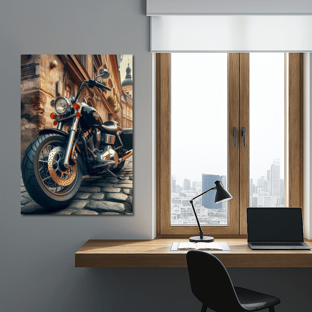 Harley Davidson on the Vintage Streets of Europe: Dynamics and Style