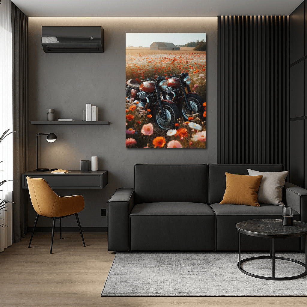 Romance and Speed: Moto Guzzi among Flowering Fields