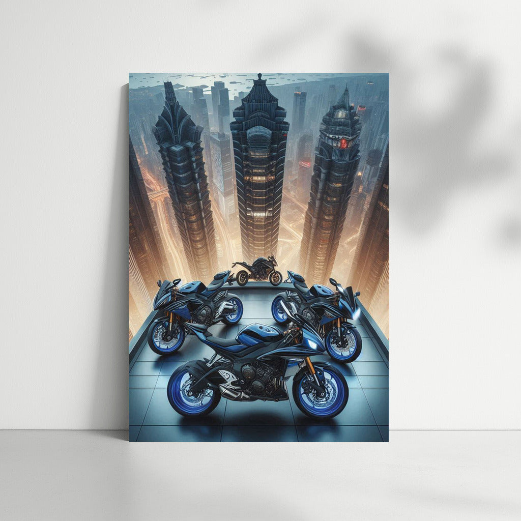 Yamaha on Top: Motorcycles on the Roof of a Skyscraper