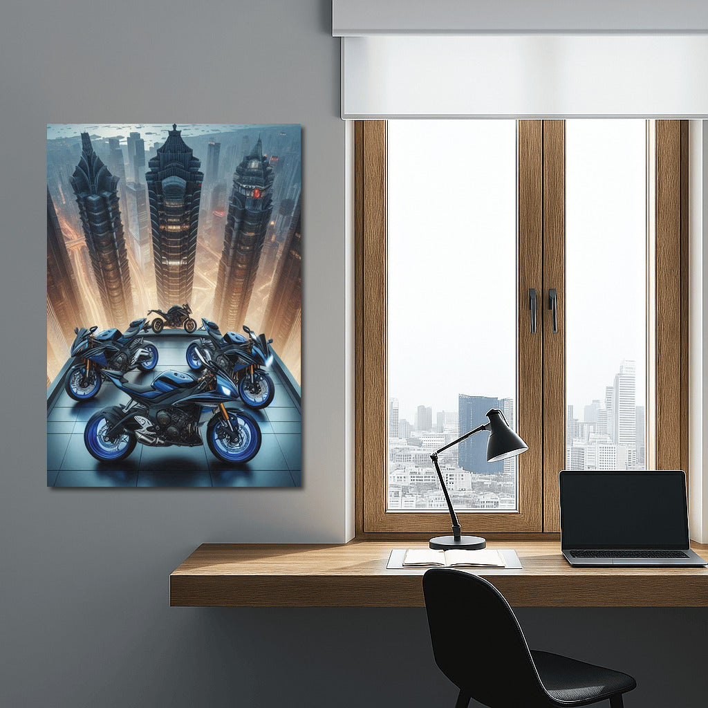 Yamaha on Top: Motorcycles on the Roof of a Skyscraper