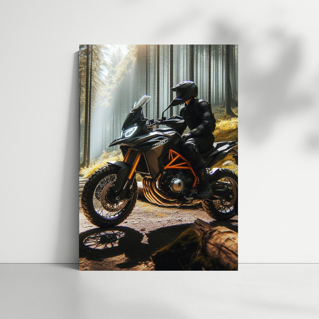 Freedom on Wheels: Motorcycle on a Forest Trail