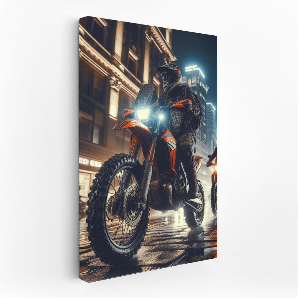 Night Racing: Off-Road Motorcycles on City Streets