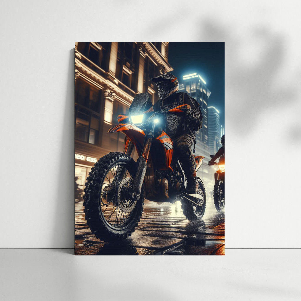 Night Racing: Off-Road Motorcycles on City Streets