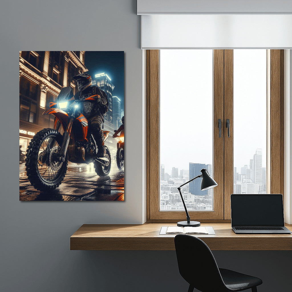 Night Racing: Off-Road Motorcycles on City Streets