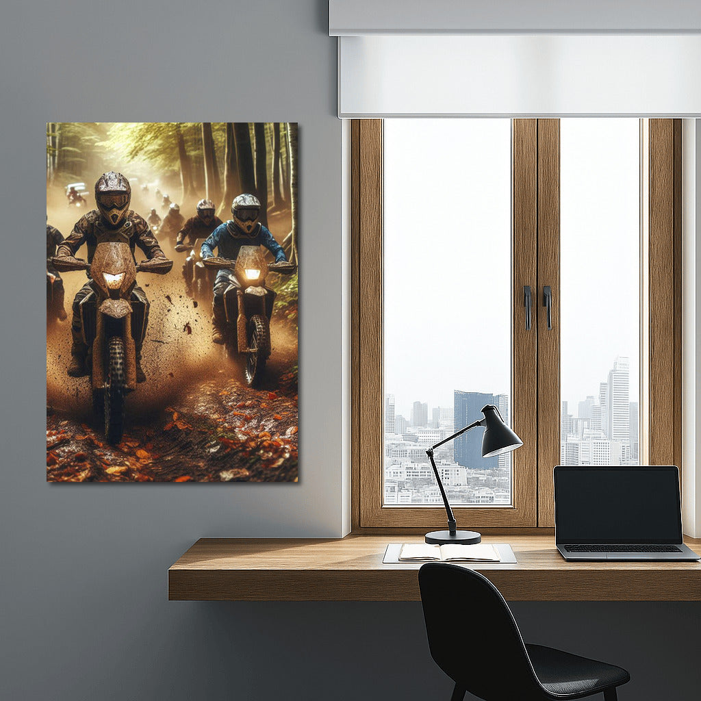 Forest Run: Off-Road Motorcycles in Dynamics