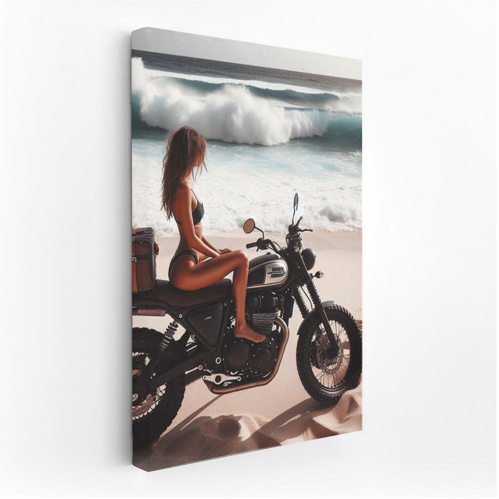 Scrambler on Sandy Beach: Waves of Freedom and Adventure