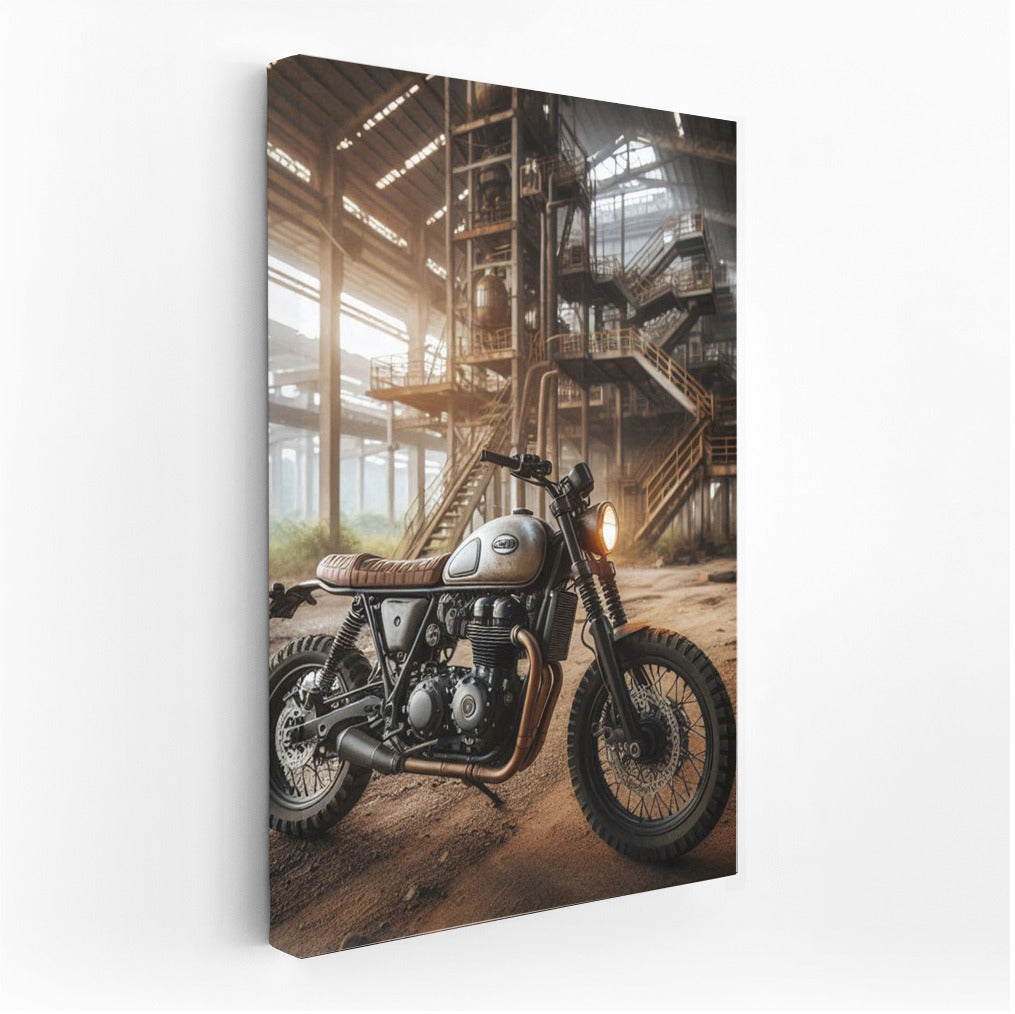 Freedom on Wheels: Vintage Scrambler at Abandoned Factory