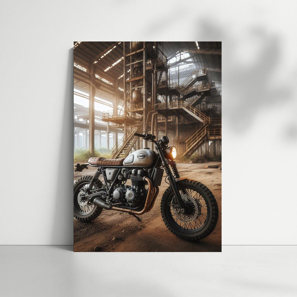 Freedom on Wheels: Vintage Scrambler at Abandoned Factory