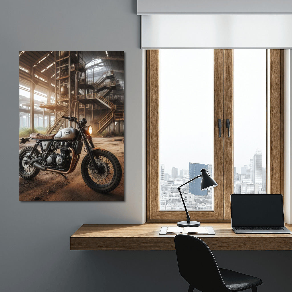 Freedom on Wheels: Vintage Scrambler at Abandoned Factory