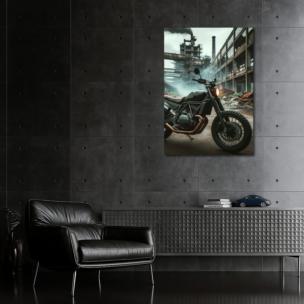 Scrambler in Industrial Zone: Dusty Adventure in Abandoned Factory