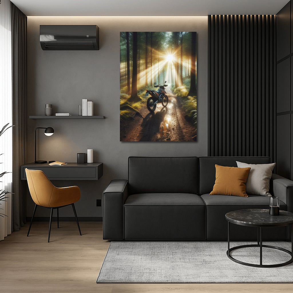 Scrambler in the Forest: Sunbeams on Winding Trails