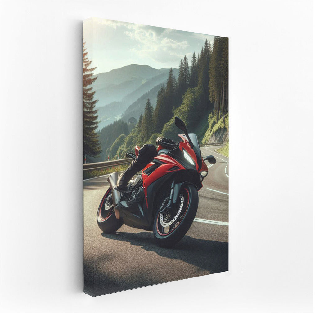 Bright Sportbike on the Mountain Track: Dynamics and Freedom