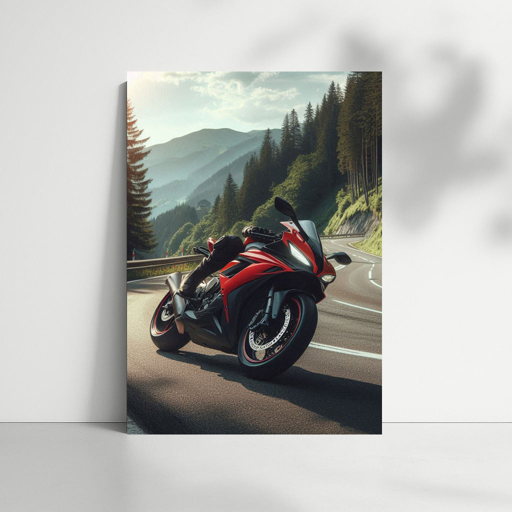 Bright Sportbike on the Mountain Track: Dynamics and Freedom