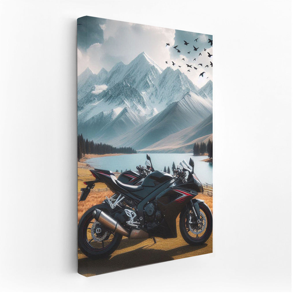 Sport Bike and Mountain Majesty: Steel Power in Nature