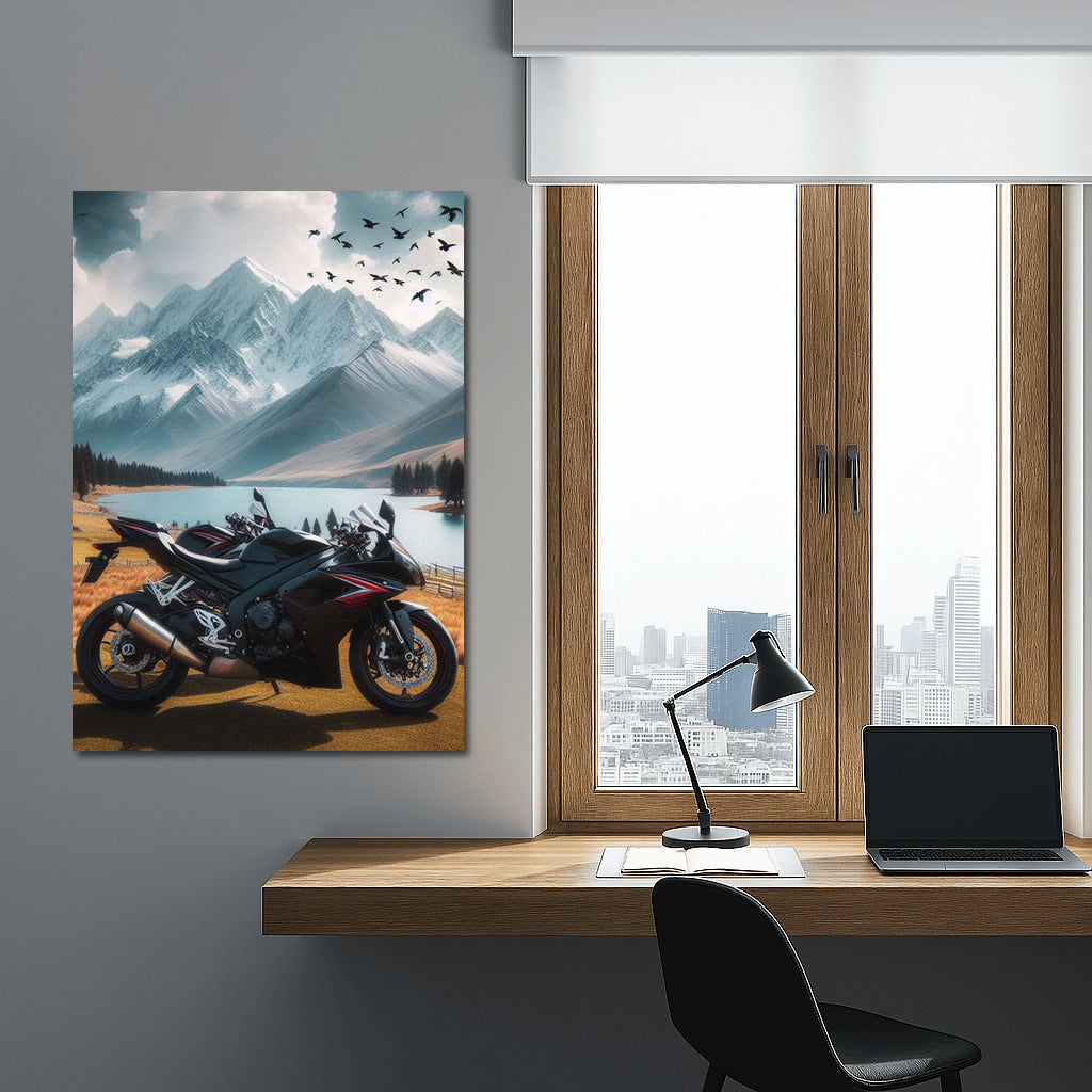 Sport Bike and Mountain Majesty: Steel Power in Nature