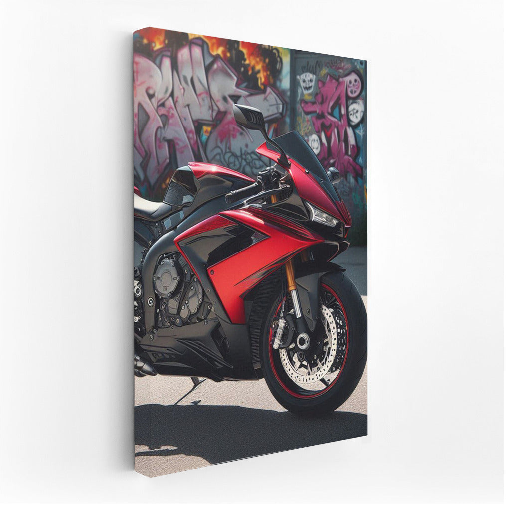 Speed and Graffiti: Sports Bike on a Bright Background