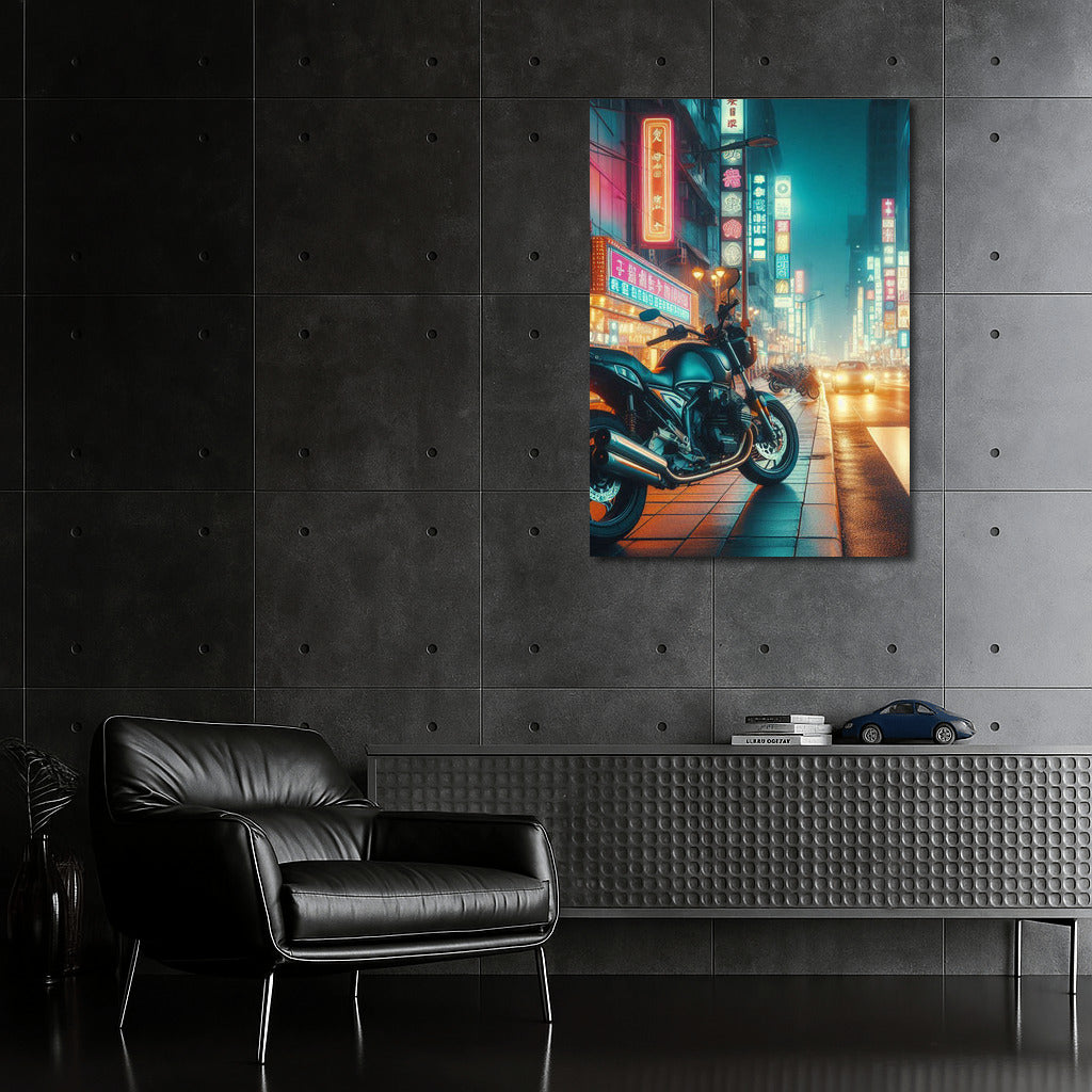 Neon Roar: Touring Motorcycle on the Night City Streets