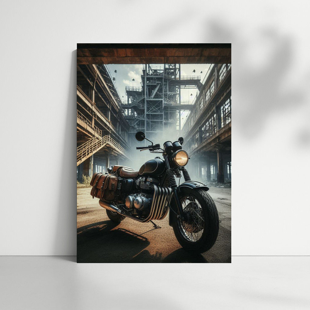 Touring Motorcycle in an Abandoned Factory: Industrial Poetry of Speed