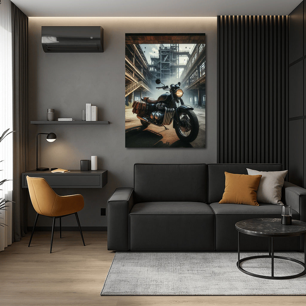 Touring Motorcycle in an Abandoned Factory: Industrial Poetry of Speed