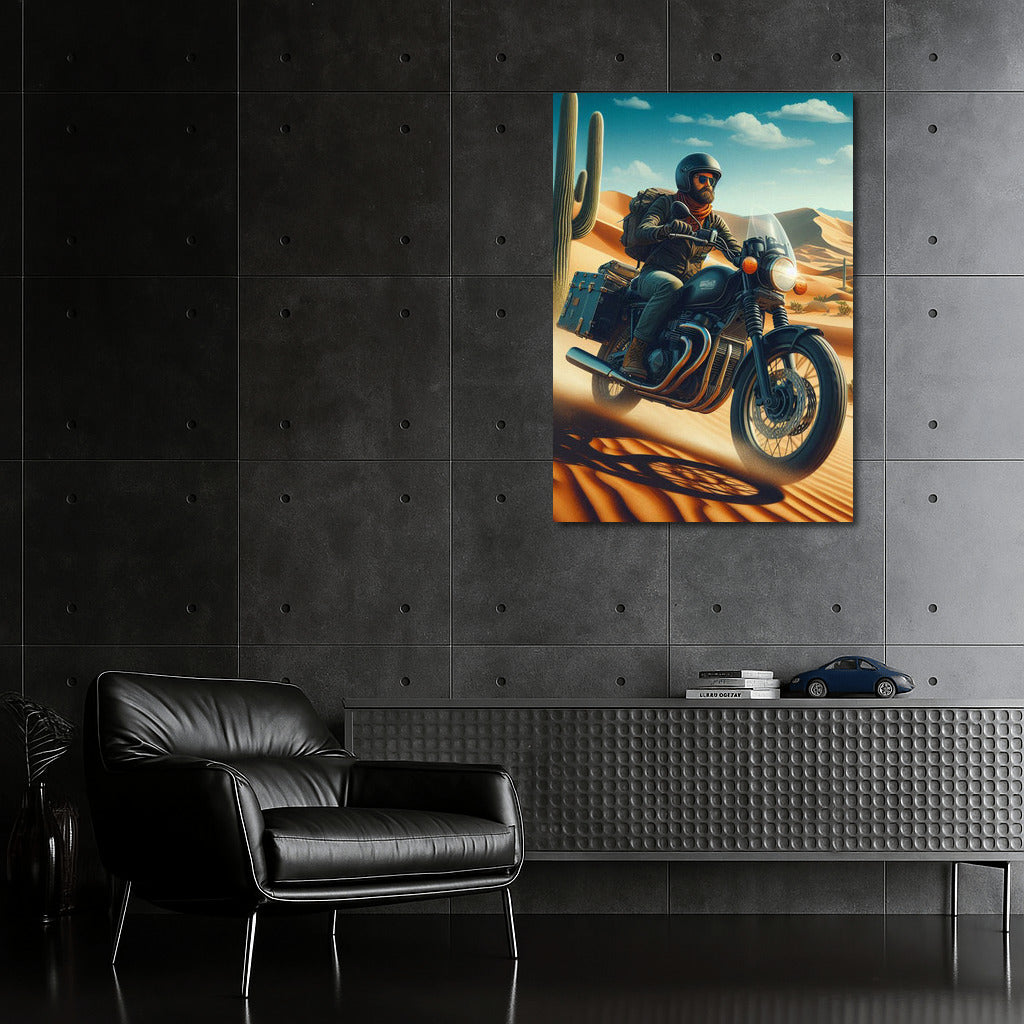 Desert Touring: Motorcycle in the Embrace of Cacti