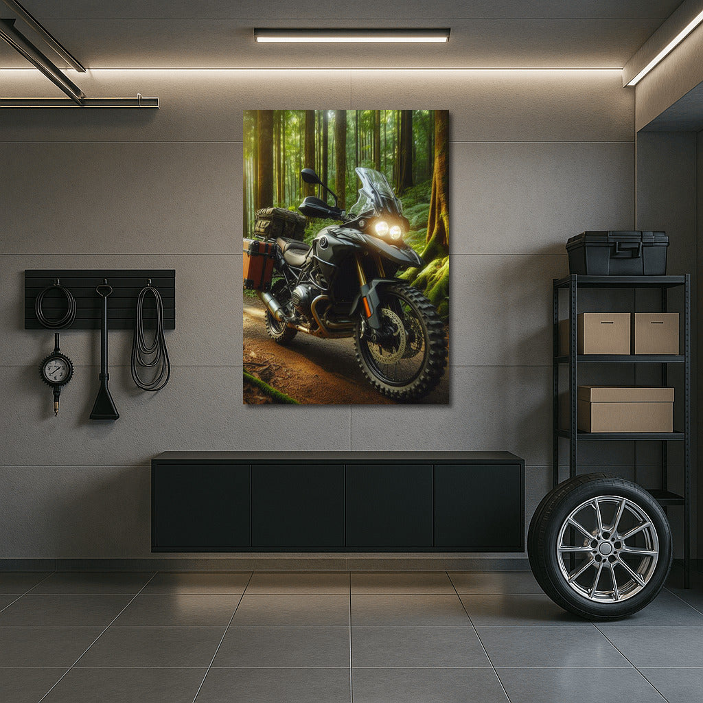 BMW Touring Motorcycle on the Forest Trail: The Spirit of Freedom and Adventure