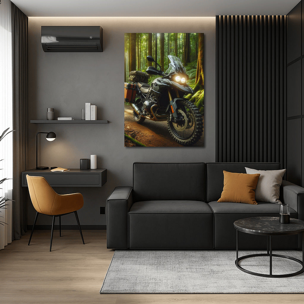 BMW Touring Motorcycle on the Forest Trail: The Spirit of Freedom and Adventure