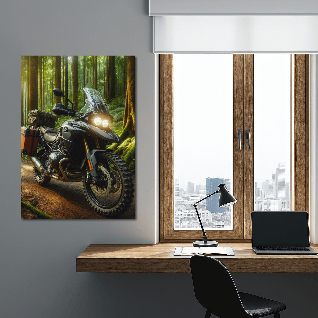 BMW Touring Motorcycle on the Forest Trail: The Spirit of Freedom and Adventure