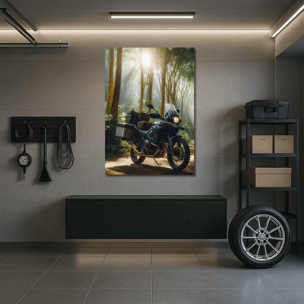 Freedom on Wheels: Motorcycle Touring on a Forest Trail