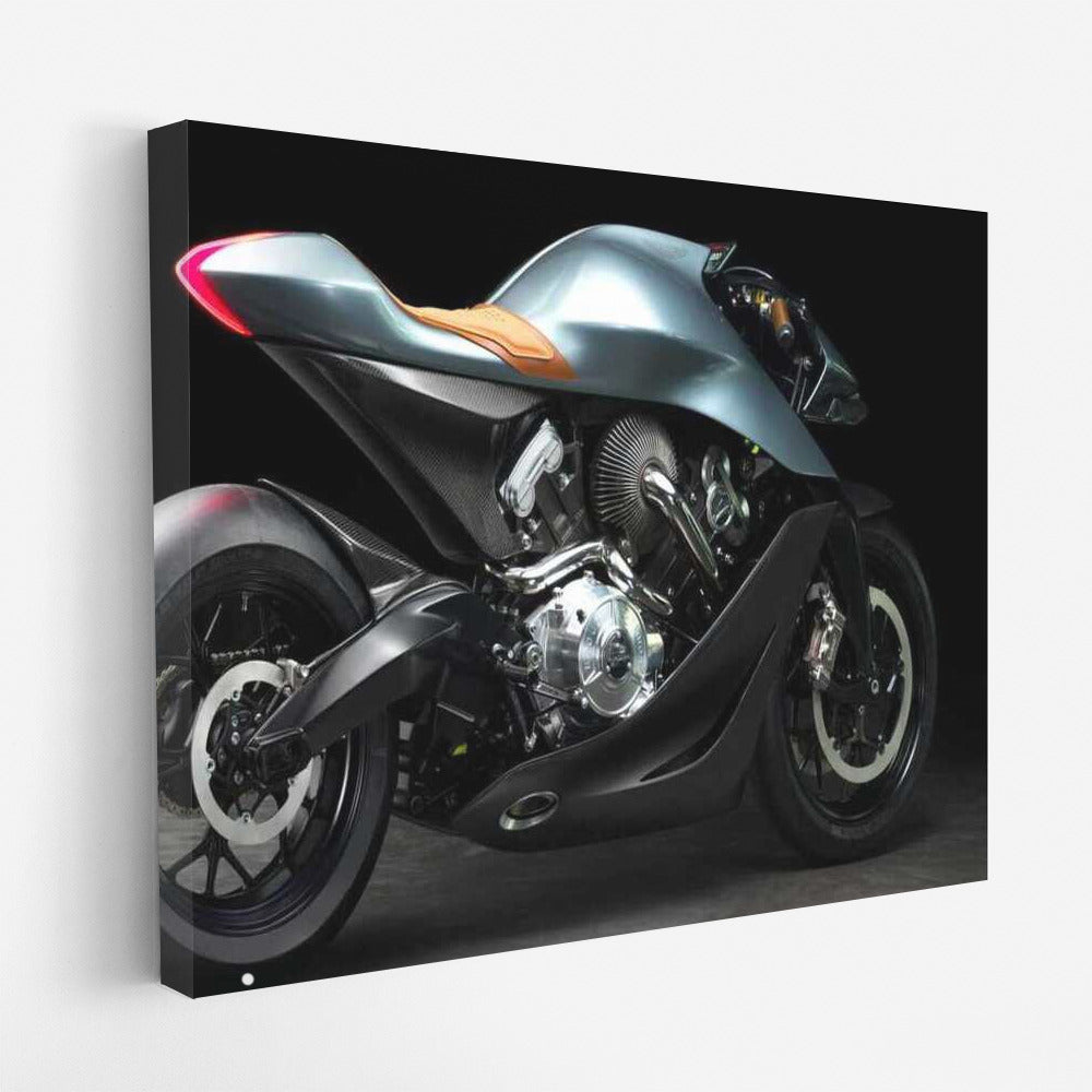 Dynamics and Chic: Aston Martin Motorcycle on Canvas